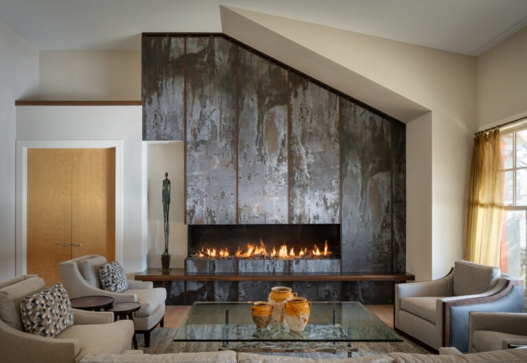 Modern European fireplace captured by American Architectural Photographer in Nashville