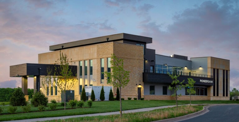 Architectural photography of a bank