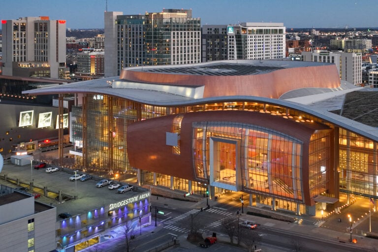 Aerial photograph of Music City Center in downtown Nashville, TN