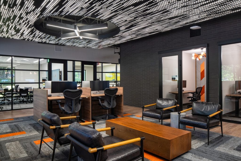 Creative ceiling design in a corporate office captured by architectural photographer Jordan Powers