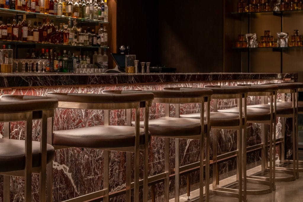 Luxury Hotel Lounge Photography - The Joseph | Four Walls in Nashville 5 Details of bar stools and finishes in downtown nashville bar