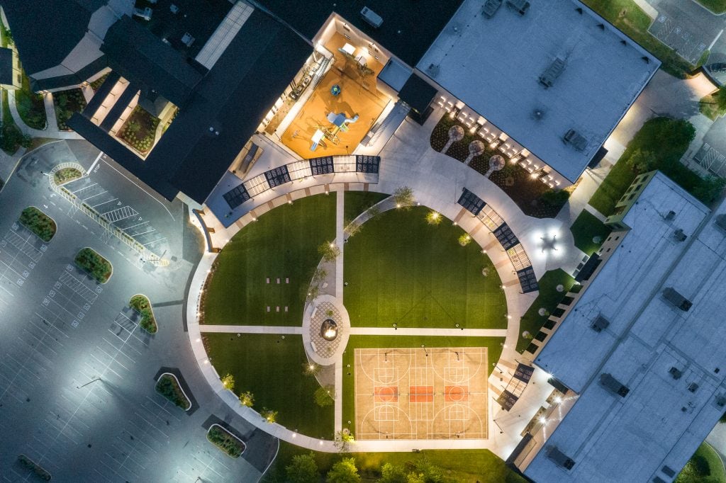 Aerial view looking straight down onto the Long Hollow Church Campus