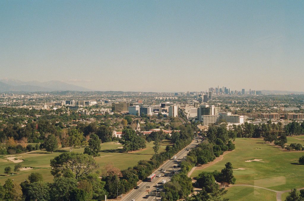 Overlooking downtown los angeles and hollywood